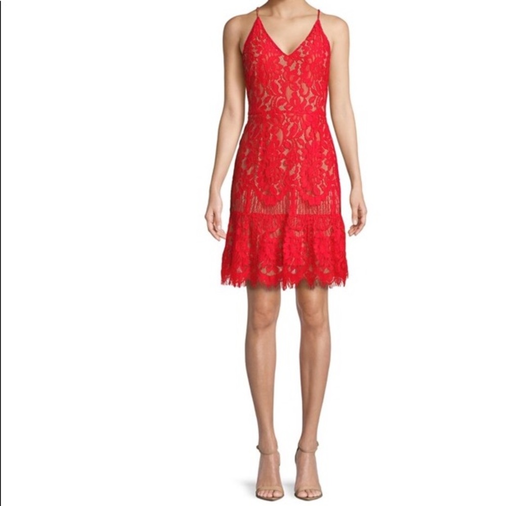 WAYF Floral Lace V-Neck Dress